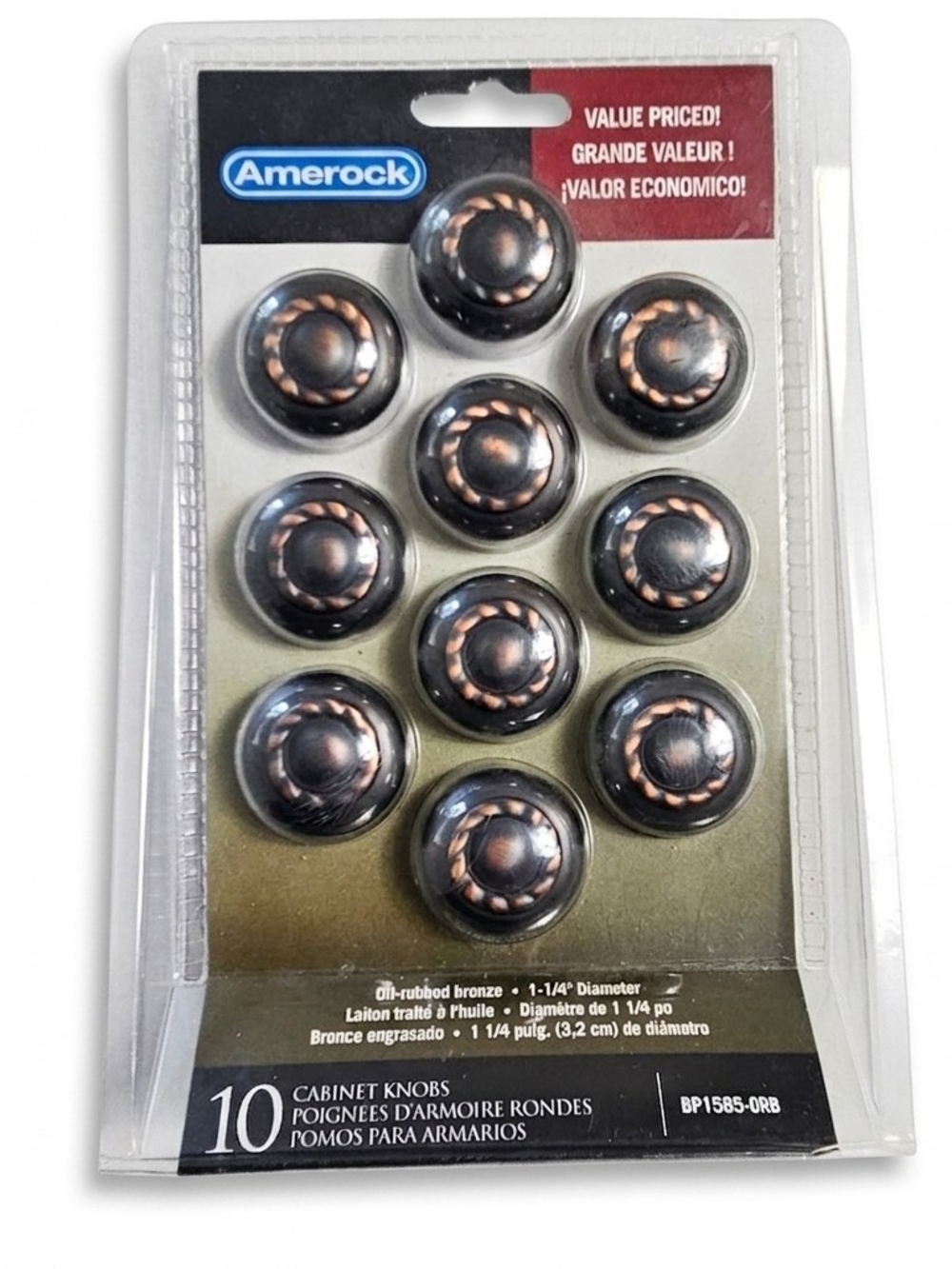 Amerock Oil-Rubbed Bronze Cabinet Knobs 10 Pack